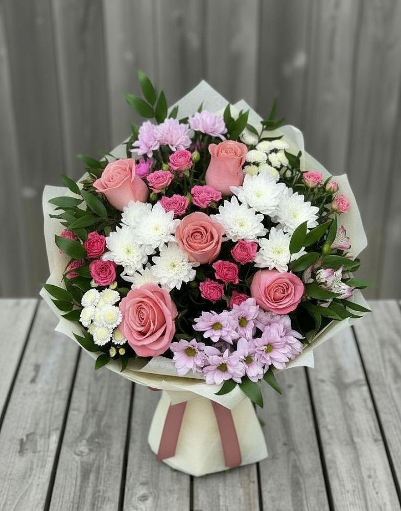 Букет цветов из: Альстромерии, Гвоздики, Розы и Хризантемы в Шумихе