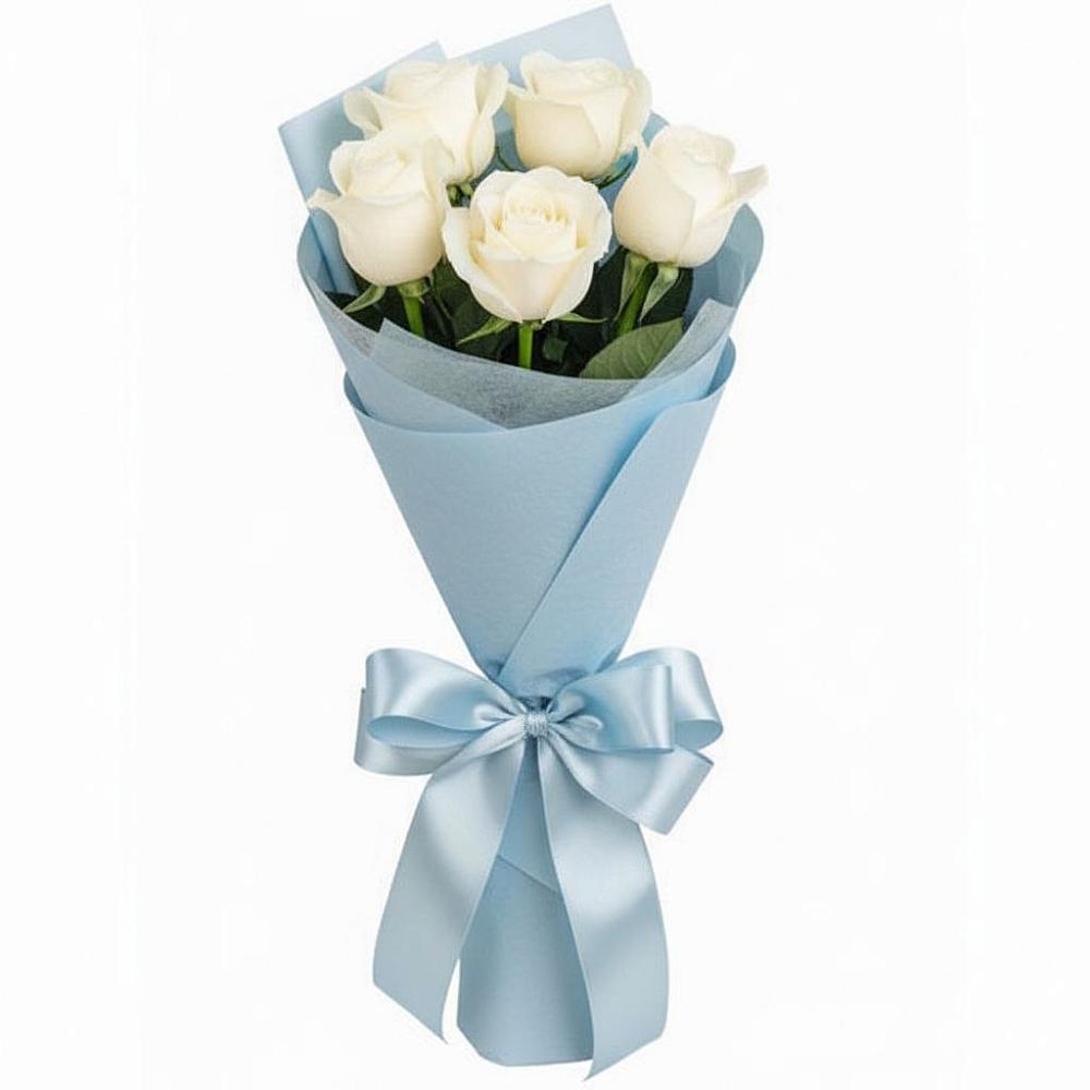 Букет 5 Белых роз Проуд в Шумихе