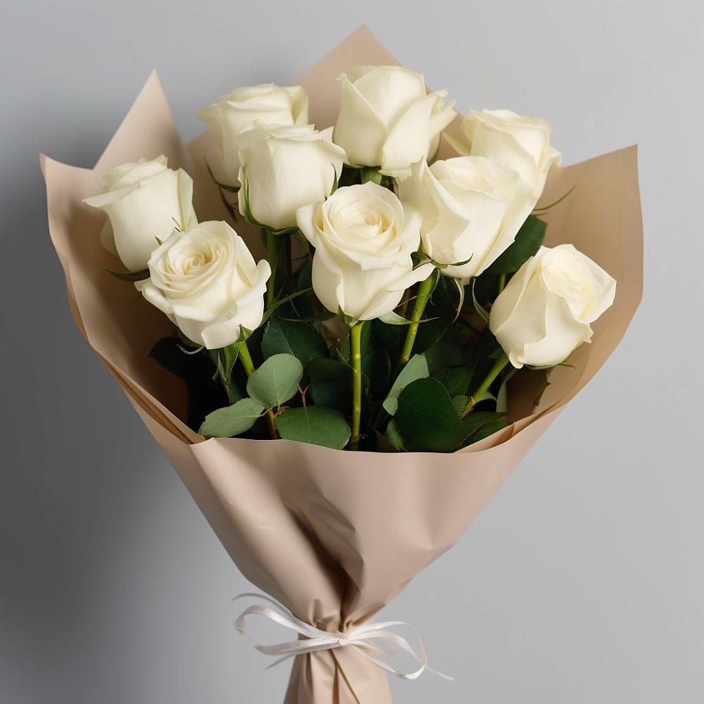 Букет 9 Белых роз Эдлесс Лав в Шумихе