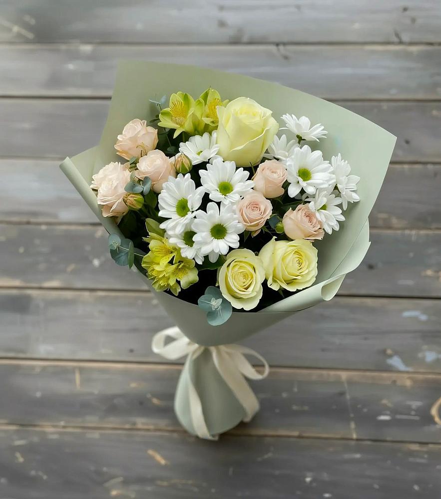 Букет цветов из: Альстромерии, Розы и Хризантемы в Шумихе