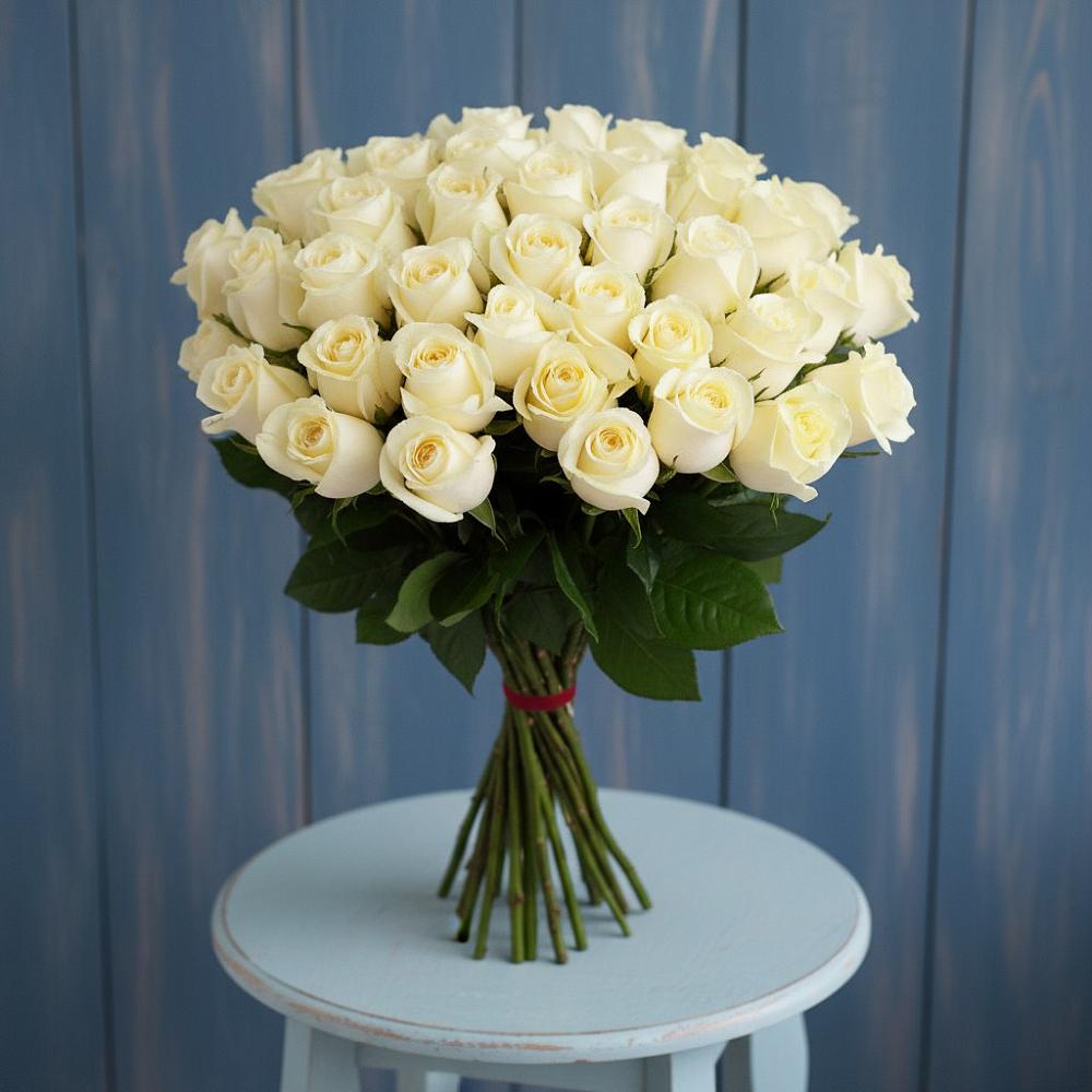 Букет 51 Белая роза Эдлесс Лав в Шумихе