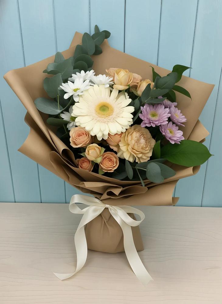 Букет цветов из: Герберы и Хризантемы в Шумихе