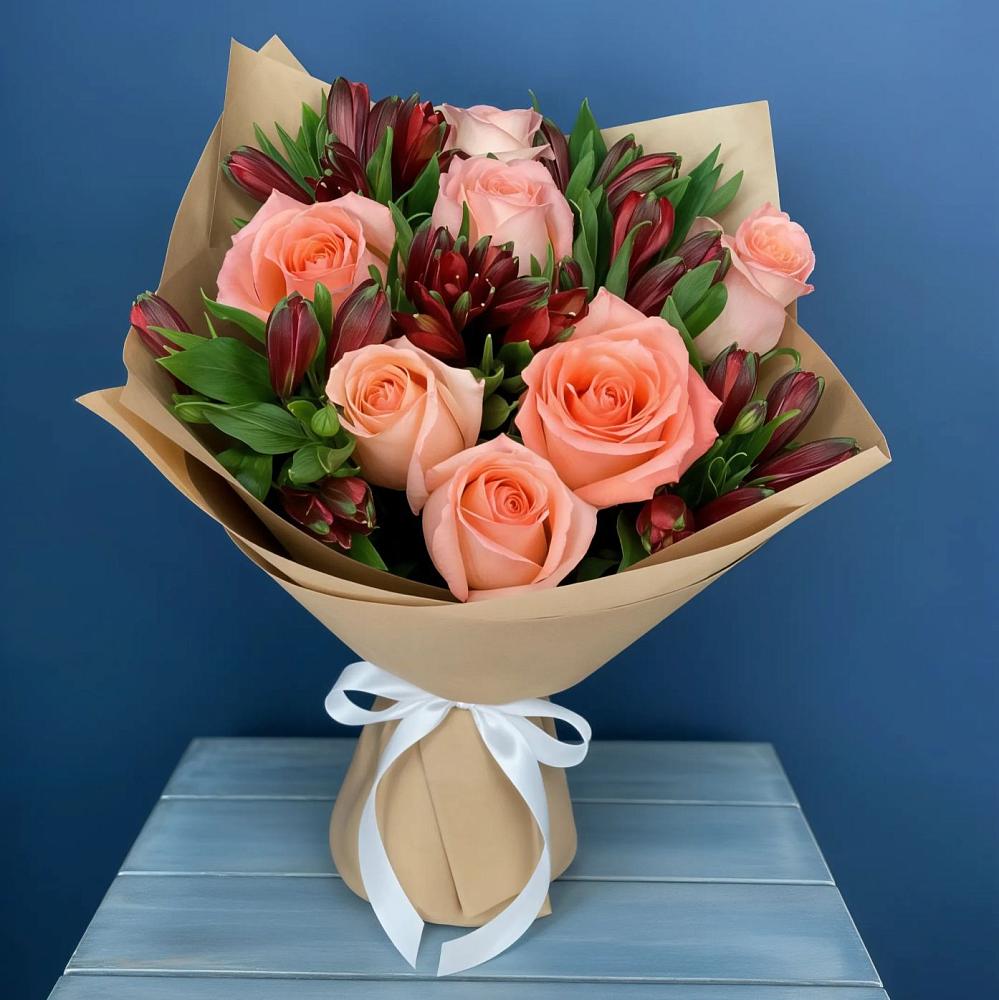 Букет цветов из: Розы и Альстромерии в Шумихе