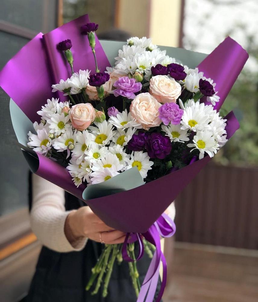 Букет цветов из: Хризантемы, Гвоздики и Розы в Шумихе