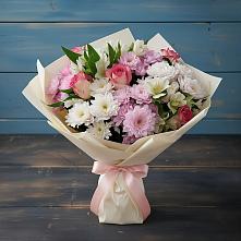 Букет цветов из:  Хризантемы, Альстромерии и Розы в Шумихе