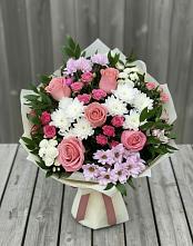 Букет цветов из:  Альстромерии, Гвоздики, Розы и Хризантемы в Шумихе