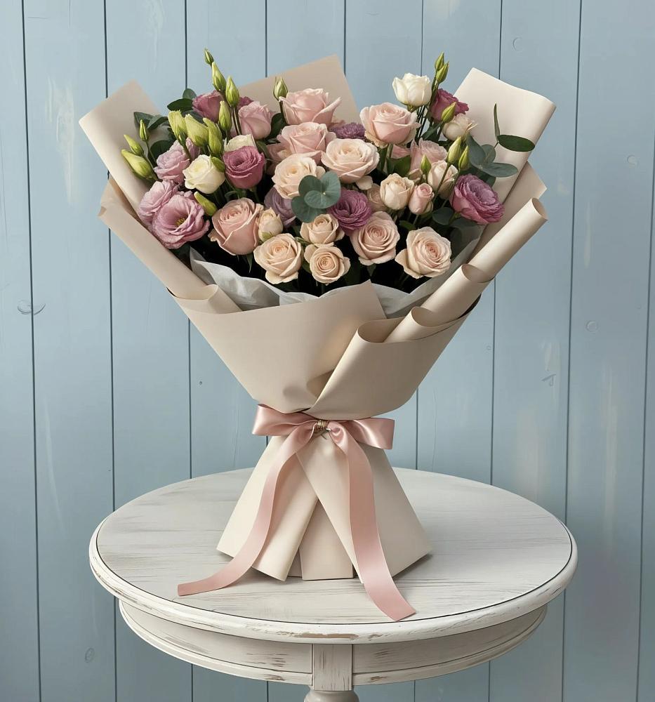 Букет цветов из: Розы и Лизиантусы в Шумихе