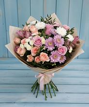 Букет цветов из:  Хризантемы, Розы и Альстромерии в Шумихе