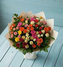 Букет Микс из разноцветных кустовых роз в Шумихе